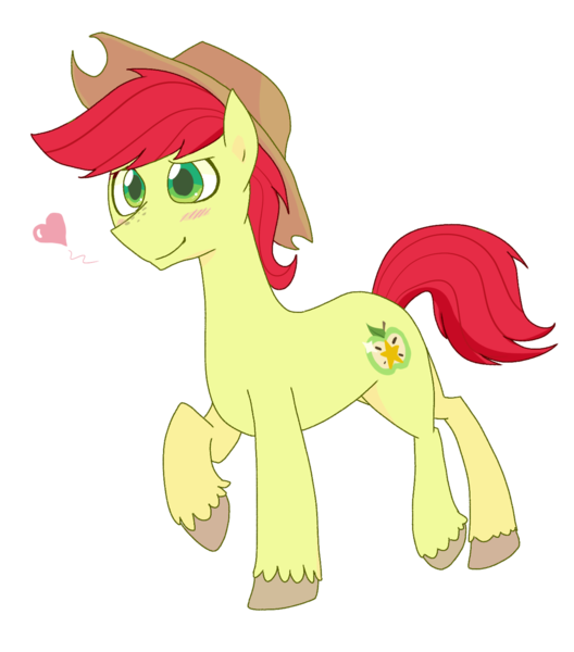 Size: 1280x1454 | Tagged: safe, artist:gintoki23, derpibooru import, bright mac, pony, the perfect pear, applejack's dad, blushing, brightabetes, colored pupils, cute, heart, male, simple background, solo, stallion, transparent background, unshorn fetlocks