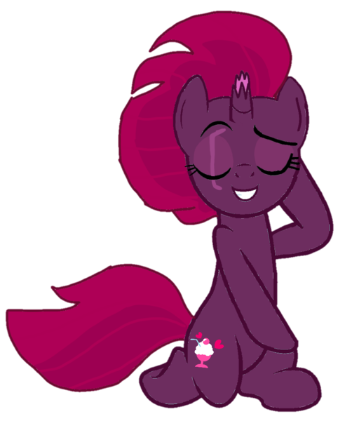 Size: 904x1080 | Tagged: safe, artist:徐詩珮, derpibooru import, fizzlepop berrytwist, tempest shadow, pony, unicorn, broken horn, eyes closed, female, horn, kneeling, mare, pose, simple background, smiling, smug, solo, transparent background