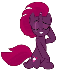 Size: 904x1080 | Tagged: safe, artist:徐詩珮, derpibooru import, fizzlepop berrytwist, tempest shadow, pony, unicorn, broken horn, eyes closed, female, horn, kneeling, mare, pose, simple background, smiling, smug, solo, transparent background