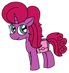 Size: 932x991 | Tagged: artist:徐詩珮, bag, cute, derpibooru import, female, filly, magical lesbian spawn, my little pony: the movie, next generation, oc, oc:betty pop, offspring, parent:glitter drops, parents:glittershadow, parent:tempest shadow, saddle bag, safe, simple background, transparent background