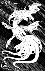 Size: 800x1247 | Tagged: artist:omny87, black and white, derpibooru import, female, grayscale, mare, monochrome, queen chrysalis, safe, seaponified, series:ink's warming eve, solo, species swap, tentacles