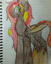 Size: 1080x1350 | Tagged: safe, artist:aldoalucard-cartinos, derpibooru import, oc, oc:hellfire (ice1517), unofficial characters only, demon, demon pony, original species, pony, bat wings, chest fluff, female, lined paper, mare, sketch, solo, traditional art, wings