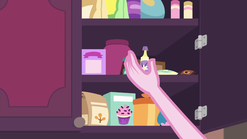 Size: 1280x720 | Tagged: safe, derpibooru import, screencap, pinkie pie, equestria girls, equestria girls series, the craft of cookies, spoiler:eqg series (season 2), cake mix, cupboard, cupcake, food, ingredients, kitchen, vanilla, vanilla extract