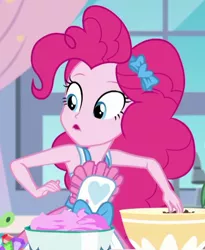 Size: 466x569 | Tagged: safe, derpibooru import, screencap, pinkie pie, equestria girls, equestria girls series, the craft of cookies, spoiler:eqg series (season 2), apron, armpits, clothes, cropped, cute, diapinkes, female, solo
