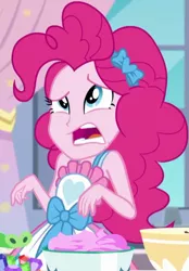 Size: 417x598 | Tagged: safe, derpibooru import, screencap, gummy, pinkie pie, equestria girls, equestria girls series, the craft of cookies, spoiler:eqg series (season 2), cropped, solo