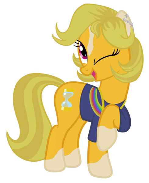 Size: 3871x4750 | Tagged: safe, artist:sixes&sevens, derpibooru import, ponified, earth pony, pony, blaze (coat marking), clothes, coat markings, doctor who, ear piercing, earring, female, jewelry, jodie whittaker, mare, one eye closed, piercing, raised hoof, simple background, socks (coat marking), solo, suspenders, thirteenth doctor, transparent background, wink