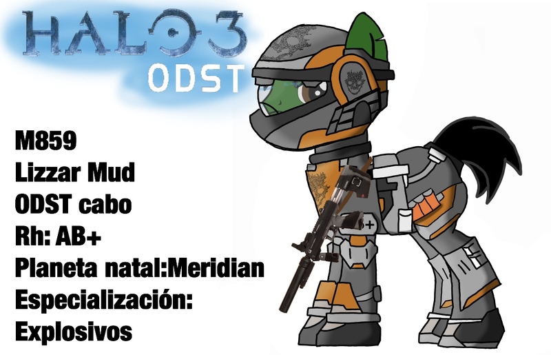 Size: 1116x719 | Tagged: safe, artist:thunder burst, derpibooru import, oc, oc:lizzard mud, pony, halo, halo (series), halo 3, odst, soldier, solo, spanish