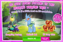 Size: 1034x686 | Tagged: advertisement, carapace (character), changedling, changeling, coin, costs real money, crack is cheaper, derpibooru import, firefly lamp, gameloft, lantern, lucky coin, official, safe, sale, the hearth's warming club