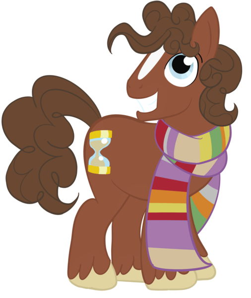 Size: 1280x1517 | Tagged: safe, artist:sixes&sevens, derpibooru import, doctor whooves, time turner, ponified, earth pony, pony, blaze (coat marking), doctor who, fourth doctor, fourth doctor's scarf, male, simple background, solo, transparent background
