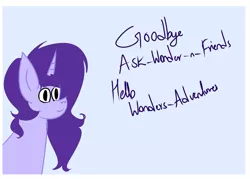 Size: 1280x914 | Tagged: safe, artist:wonderschwifty, derpibooru import, oc, oc:wonder sparkle, pony, ask wonder sparkle, tumblr:wonder's adventures, announcement