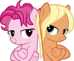Size: 5592x4634 | Tagged: safe, artist:ironm17, derpibooru import, amber grain, bifröst, pony, absurd resolution, base used, bedroom eyes, crossed arms, duo, fresh princess of friendship, friendship student, looking at you, simple background, smiling, transparent background, vector