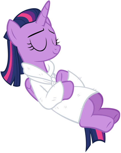 Size: 5671x7156 | Tagged: safe, artist:andoanimalia, derpibooru import, twilight sparkle, twilight sparkle (alicorn), alicorn, pony, rarity's biggest fan, spoiler:interseason shorts, absurd resolution, alternate hairstyle, eyes closed, female, mare, solo, spa robe, underhoof, vector