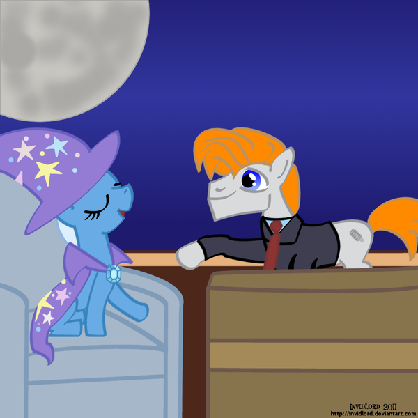Size: 1000x1000 | Tagged: safe, artist:invidlord, derpibooru import, trixie, ponified, pony, conan o'brien, crossover