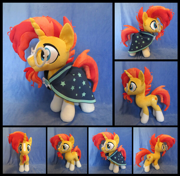 Size: 2472x2427 | Tagged: safe, artist:fireflytwinkletoes, derpibooru import, sunburst, pony, unicorn, beard, blaze (coat marking), clothes, facial hair, glasses, irl, male, photo, plushie, robe, socks (coat marking), solo, stallion, sunburst's glasses, sunburst's robe