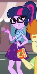 Size: 508x1014 | Tagged: safe, derpibooru import, screencap, sci-twi, twilight sparkle, equestria girls, equestria girls series, street magic with trixie, spoiler:eqg series (season 2), cropped, magic, smug, smuglight sparkle