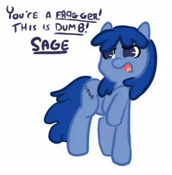 Size: 451x458 | Tagged: safe, artist:mt, derpibooru import, edit, oc, oc:sage (4chan), unofficial characters only, earth pony, pony, /mlp/, 4chan, censored, female, frogger, frown, mare, open mouth, raised hoof, sage, simple background, solo, white background