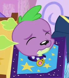 Size: 1079x1217 | Tagged: safe, derpibooru import, screencap, spike, spike the regular dog, dog, equestria girls, equestria girls series, street magic with trixie, spoiler:eqg series (season 2), collar, cropped, eyes closed, male, spike's dog collar