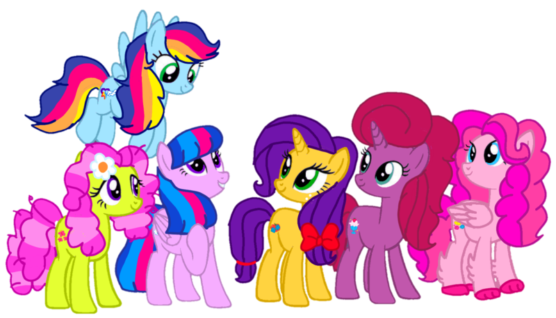 Size: 1885x1080 | Tagged: safe, artist:徐詩珮, derpibooru import, applejack, fluttershy, pinkie pie, rainbow dash, rarity, twilight sparkle, oc, oc:apple netty, oc:betty pop, oc:butter flower, oc:rainbow beart, oc:sky cake, oc:vesty sparkle, earth pony, hippogriff, hybrid, pegasus, pony, unicorn, female, hooves, interspecies offspring, magical lesbian spawn, mane six, next generation, offspring, parent:applejack, parent:flash sentry, parent:fluttershy, parent:glitter drops, parent:pinkie pie, parent:princess skystar, parent:rainbow dash, parent:rarity, parent:soarin', parent:tempest shadow, parent:tree hugger, parent:twilight sparkle, parents:flashlight, parents:flutterhugger, parents:glittershadow, parents:rarijack, parents:skypie, parents:soarindash, raised hoof, raised leg, simple background, transparent background