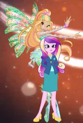 Size: 449x668 | Tagged: safe, artist:ani80, derpibooru import, princess cadance, fairy, human, equestria girls, friendship games, clothes, crossover, daphne (winx club), dean cadance, dress, fairy wings, fins, high heels, humanized, rainbow s.r.l, shoes, sirenix, winged humanization, wings, winx club