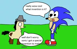 Size: 1100x700 | Tagged: 1000 hours in ms paint, artist:mudlove2, crossover, derpibooru import, dialogue, oc, oc:mudlove, safe, sonic the hedgehog, sonic the hedgehog (series), speech bubble