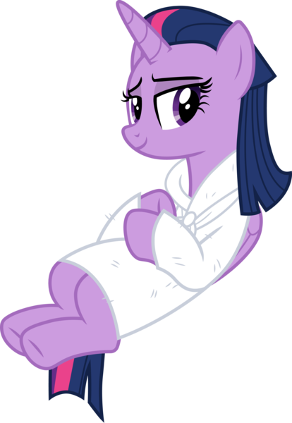 Size: 3000x4353 | Tagged: safe, artist:cloudyglow, derpibooru import, twilight sparkle, twilight sparkle (alicorn), alicorn, pony, rarity's biggest fan, spoiler:interseason shorts, alternate hairstyle, bathrobe, clothes, female, robe, simple background, solo, transparent background, vector