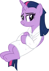 Size: 3000x4353 | Tagged: safe, artist:cloudyglow, derpibooru import, twilight sparkle, twilight sparkle (alicorn), alicorn, pony, rarity's biggest fan, spoiler:interseason shorts, alternate hairstyle, bathrobe, clothes, female, robe, simple background, solo, transparent background, vector