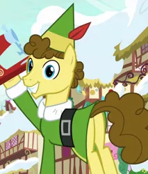 Size: 690x810 | Tagged: safe, derpibooru import, screencap, budding pine, buddy the elf, earth pony, elf, pony, best gift ever, elf (movie), elf costume, male, solo, stallion