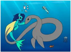 Size: 1048x763 | Tagged: artist:renacer87, derpibooru import, lyra heartstrings, oc, ocean, oc:silvernaqua, safe, sea creature, seaponified, sea pony, seapony (g4), seapony lyra, species swap