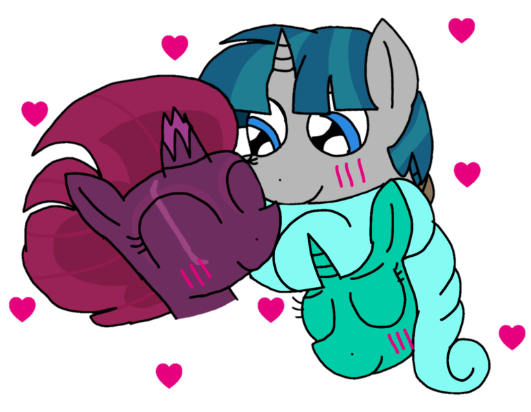 Size: 1390x1080 | Tagged: safe, artist:徐詩珮, derpibooru import, fizzlepop berrytwist, glitter drops, stygian, tempest shadow, pony, bisexual, eyes closed, female, glittergian, glittershadow, glittershadowgian, heart, lesbian, lucky bastard, male, polyamory, shipping, simple background, straight, stygian gets all the mares, tempgian, transparent background