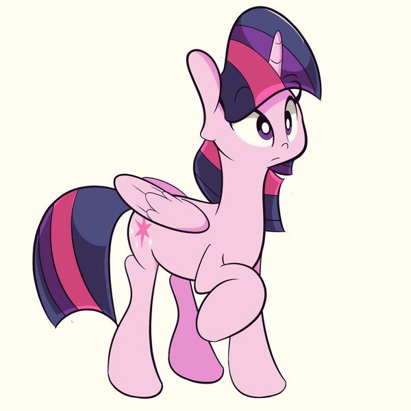 Size: 1280x1280 | Tagged: safe, artist:turtlefarminguy, derpibooru import, twilight sparkle, twilight sparkle (alicorn), alicorn, pony, raised hoof, solo