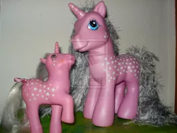 Size: 900x675 | Tagged: safe, artist:ponygirl81, derpibooru import, milky way (g1), pony, custom, g1, g1 to g3, g3, generation leap, irl, photo, toy, watermark
