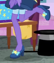 Size: 248x290 | Tagged: safe, derpibooru import, trixie, equestria girls, equestria girls series, street magic with trixie, spoiler:eqg series (season 2), clothes, hat, high heels, leg focus, legs, pictures of legs, shoes, skirt, socks, thigh highs, top hat, zettai ryouiki