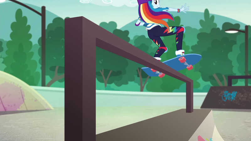 Size: 1920x1080 | Tagged: safe, derpibooru import, screencap, rainbow dash, equestria girls, equestria girls series, sic skateboard, spoiler:eqg series (season 2), ass, butt, solo