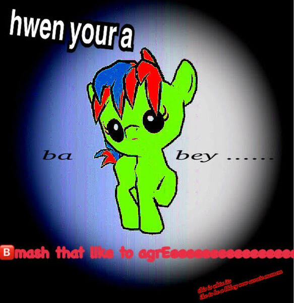 Size: 622x640 | Tagged: safe, derpibooru import, coral currents, earth pony, pony, baby, baby pony, cute, dank memes, deep fried meme, meme, shitposting, solo, 🅱