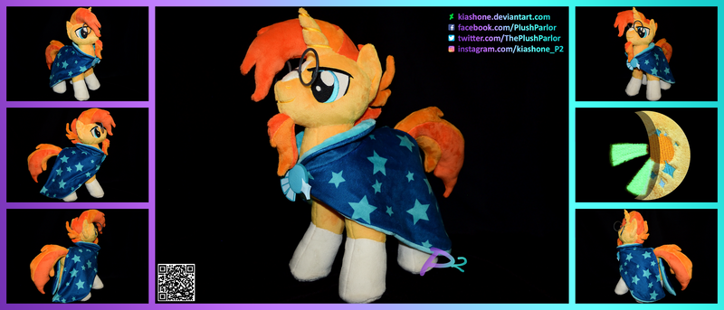 Size: 5834x2500 | Tagged: safe, artist:kiashone, derpibooru import, sunburst, pony, unicorn, beard, blaze (coat marking), clothes, facial hair, glasses, irl, male, photo, plushie, robe, socks (coat marking), solo, stallion, sunburst's glasses, sunburst's robe