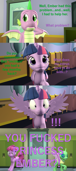 Size: 1920x4320 | Tagged: 3d, alicorn, artist:papadragon69, berry punch, berryshine, canterlot high, changedling, changeling, comic, comic:spike's cyosa, cyoa, derpibooru import, dragon, implied ember, implied princess ember, lockers, older, older spike, realization, source filmmaker, spike, spread wings, subtle as a train wreck, sudden realization, suggestive, teenager, teenage spike, twilight sparkle, twilight sparkle (alicorn), vulgar, wingboner, winged spike, wings