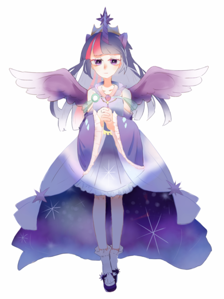 Size: 960x1280 | Tagged: alicorn, alicorn humanization, alternate version, artist:旗桦, clothes, crown, derpibooru import, dress, female, horn, horned humanization, human, humanized, jewelry, regalia, safe, solo, twilight sparkle, twilight sparkle (alicorn), winged humanization, wings