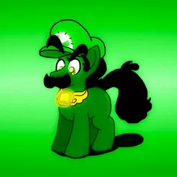 Size: 842x842 | Tagged: safe, artist:zer0cute, derpibooru import, ponified, earth pony, pony, cap, crossover, element of effort, element of harmony, glow, hat, jewelry, luigi, luigi's hat, necklace, nintendo, super mario bros.