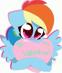 Size: 2862x3375 | Tagged: safe, artist:kittyrosie, derpibooru import, rainbow dash, pegasus, pony, cute, dashabetes, female, heart, holiday, mare, solo, valentine's day