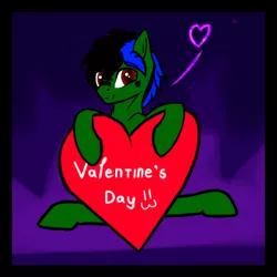 Size: 2000x2000 | Tagged: safe, artist:5oussn, derpibooru import, oc, oc:endel frostlion, pony, holiday, looking at you, male, sitting, solo, valentine's day