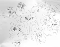 Size: 1691x1326 | Tagged: safe, artist:tjpones, derpibooru import, applejack, pinkie pie, rarity, sci-twi, twilight sparkle, twilight sparkle (alicorn), alicorn, earth pony, pony, unicorn, sparkles! the wonder horse!, equestria girls, bust, butt, chest fluff, dialogue, ear fluff, faic, female, glasses, grayscale, hoof hold, howdy, lineart, long neck, mare, monochrome, muscles, pecs, pencil drawing, pepsi, plot, simple background, sketch, sketch dump, smiling, soda, spit take, traditional art
