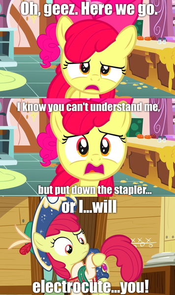 Size: 1280x2160 | Tagged: apple bloom, comic, cutie mark, derpibooru import, detective pikachu, edit, edited screencap, pikachu, pokémon, ryan reynolds, safe, screencap, screencap comic, voice actor joke