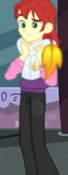 Size: 282x720 | Tagged: safe, derpibooru import, screencap, nolan north, equestria girls, equestria girls series, street chic, spoiler:eqg series (season 2), background human, clothes, leaf, pants, scarf