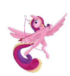Size: 600x650 | Tagged: safe, artist:dusthiel, artist:szafir87, derpibooru import, princess cadance, alicorn, pony, animated, arrow, blinking, bow (weapon), bow and arrow, c:, cupid, cupidance, cute, cutedance, female, flapping, flying, gif, heart, hoof hold, leg fluff, mare, missing accessory, one eye closed, princess of love, simple background, smiling, solo, spread wings, transparent background, weapon, wings, wink