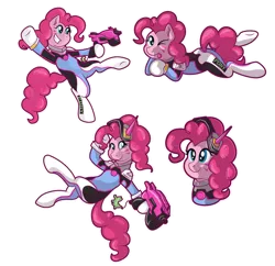 Size: 800x775 | Tagged: safe, artist:moonlightfan, derpibooru import, gummy, pinkie pie, pony, :p, bust, cute, d.va, diapinkes, latin american, melissa gedeón, one eye closed, overwatch, p.nkie, portrait, silly, simple background, solo, tongue out, transparent background, voice actor joke, wink