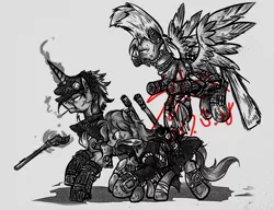 Size: 1024x788 | Tagged: safe, artist:thurder2020, derpibooru import, ponified, pony, fallout equestria, crossover, jean pierre polnareff, jojo's bizarre adventure, jotaro kujo, noriaki kakyoin