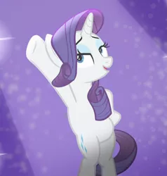 Size: 891x937 | Tagged: safe, derpibooru import, screencap, rarity, pony, unicorn, fake it 'til you make it, beautiful, bipedal, cropped, cutie mark, eyeshadow, female, hooves on hips, lidded eyes, makeup, mare, open mouth, pose, spotlight, stupid sexy rarity