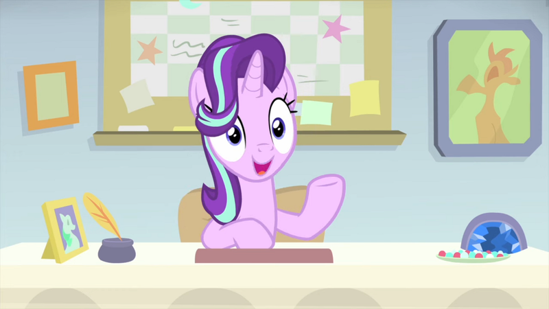 Size: 1280x720 | Tagged: safe, derpibooru import, screencap, starlight glimmer, pony, starlight the hypnotist, spoiler:interseason shorts, guidance counselor, solo, starlight's office