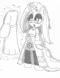 Size: 1700x2200 | Tagged: anthro, artist:tenebrousmelancholy, clothes, derpibooru import, dress, eyeshadow, glasses, glasses rarity, goth, magic, makeup, pentagram, rarity, rarity's glasses, safe, solo, telekinesis