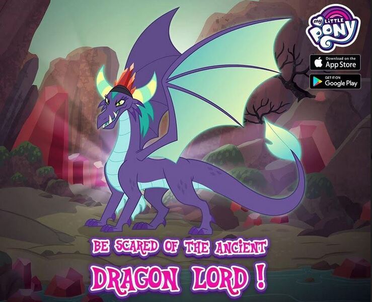 Size: 831x675 | Tagged: derpibooru import, dragon, dragon lord, gaius (dragon), gameloft, google play, looking at you, safe, spread wings, text, wings